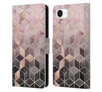 Head Case Designs Officially Licensed Elisabeth Fredriksson Pink And Grey Gradient Cubes Collection Leather Wallet Case Compatible With Apple iPhone 16e