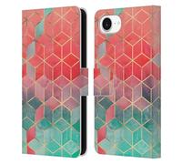 Head Case Designs Officially Licensed Elisabeth Fredriksson Rose And Turquoise Cubes Collection Leather Wallet Case Compatible With Apple iPhone 16e