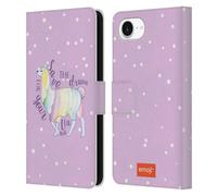 Head Case Designs Officially Licensed emoji® Save The Drama Llamas Leather Wallet Case Compatible With Apple iPhone 16e