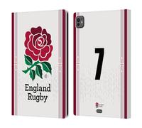 Head Case Designs Officially Licensed England Rugby Union Position 7 2023/24 Players Home Kit Leather Wallet Case Compatible With Apple iPad Pro 11 M4/M5 2024/2025