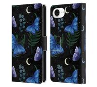 Head Case Designs Officially Licensed Episodic Drawing Blue Morpho Butterfly Pattern Leather Wallet Case Compatible With Apple iPhone 16e