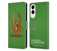 Head Case Designs Officially Licensed Fantastic Beasts: Secrets of Dumbledore Manticores Graphic Badges Leather Wallet Case Compatible With Samsung Galaxy S25 Edge