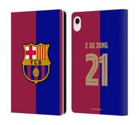 Head Case Designs Officially Licensed FC Barcelona Frenkie de Jong 2024/25 Players Home Kit Leather Wallet Case Compatible With Apple iPad mini (2021/2024)
