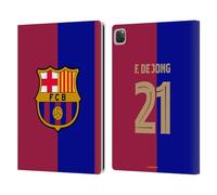 Head Case Designs Officially Licensed FC Barcelona Frenkie de Jong 2024/25 Players Home Kit Leather Wallet Case Compatible With Apple iPad Pro 12.9 2020/2021/2022