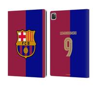 Head Case Designs Officially Licensed FC Barcelona Robert Lewandowski 2024/25 Players Home Kit Leather Wallet Case Compatible With Apple iPad Pro 12.9 2020/2021/2022