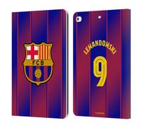 Head Case Designs Officially Licensed FC Barcelona Robert?Lewandowski 2025/26 Players Home Kit Leather Wallet Case Compatible With Apple iPad 9.7 2017 / iPad 9.7 2018
