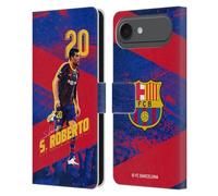 Head Case Designs Officially Licensed FC Barcelona Sergio Roberto 2020/21 First Team Group 1 Leather Wallet Case Compatible With Apple iPhone 17 Air