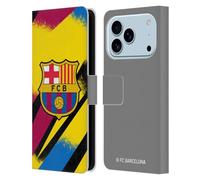 Head Case Designs Officially Licensed FC Barcelona Third Goalkeeper 2019/20 Crest Kit Leather Wallet Case Compatible With Apple iPhone 17 Pro