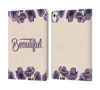 Head Case Designs Officially Licensed Frida Kahlo Beautiful Typography 2 Leather Wallet Case Compatible With Apple iPad Air 13 2024/2025