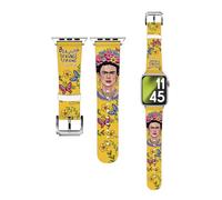 Head Case Designs Officially Licensed Frida Kahlo Beautiful Woman Floral Genuine Leather Watch Strap Compatible With Apple Watch 38/40/41mm