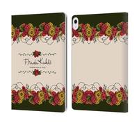 Head Case Designs Officially Licensed Frida Kahlo Border Red Florals Leather Wallet Case Compatible With Apple iPad Air 13 2024/2025