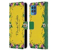 Head Case Designs Officially Licensed Frida Kahlo Frame Purple Florals Leather Book Wallet Case Cover Compatible With Motorola Moto G100