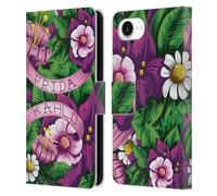 Head Case Designs Officially Licensed Frida Kahlo Lace Purple Florals Leather Wallet Case Compatible With Apple iPhone 16e