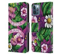 Head Case Designs Officially Licensed Frida Kahlo Lace Purple Florals Leather Wallet Case Compatible With Apple iPhone 12 / iPhone 12 Pro