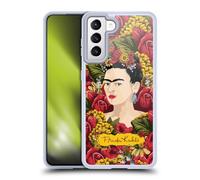 Head Case Designs Officially Licensed Frida Kahlo Portrait Pattern Red Florals Gel Case [Military Grade Protection] Compatible with Samsung Galaxy S21 5G and Compatible with MagSafe