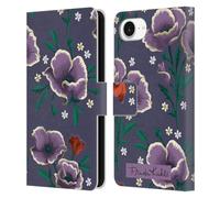 Head Case Designs Officially Licensed Frida Kahlo Purple Flowers Leather Wallet Case Compatible With Apple iPhone 16e