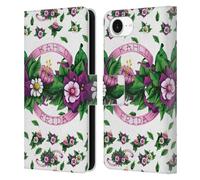 Head Case Designs Officially Licensed Frida Kahlo Ribbon Purple Florals Leather Wallet Case Compatible With Apple iPhone 16e