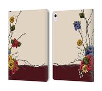 Head Case Designs Officially Licensed Frida Kahlo Shrub Red Florals Leather Wallet Case Compatible With Apple iPad Air 13 2024/2025