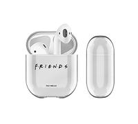 Head Case Designs Officially Licensed Friends TV Show Logo Black Assorted Art Clear Hard Crystal Cover Compatible With Apple AirPods 1 1st Gen / 2 2nd Gen Charging Case
