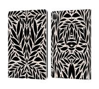 Head Case Designs Officially Licensed Gabriela Thomeu Black And White Folk Leaves Floral Leather Wallet Case Compatible With Apple iPad Pro 12.9 2020/2021/2022