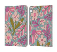 Head Case Designs Officially Licensed Gabriela Thomeu Groovy 70s Blue Retro Leather Wallet Case Compatible With Apple iPad Air 13 2024/2025