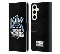 Head Case Designs Officially Licensed Glasgow Warriors Plain Black Logo Leather Wallet Case Compatible With Samsung Galaxy S25+