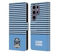 Head Case Designs Officially Licensed Glasgow Warriors Stripes Blue 2 Logo Leather Wallet Case Compatible with Samsung Galaxy S25 Ultra
