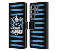 Head Case Designs Officially Licensed Glasgow Warriors Stripes Logo 2 Leather Wallet Case Compatible with Samsung Galaxy S25 Ultra