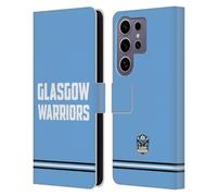 Head Case Designs Officially Licensed Glasgow Warriors Text Type Blue Logo Leather Wallet Case Compatible with Samsung Galaxy S25 Ultra