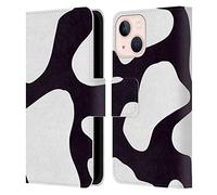 Head Case Designs Officially Licensed Grace Illustration Black And White Cow Prints Leather Wallet Case Compatible With Apple iPhone 13 Mini
