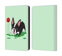 Head Case Designs Officially Licensed Grace Illustration Boston Terrier Dogs Leather Wallet Case Compatible With Amazon Kindle 11th Gen (2024)