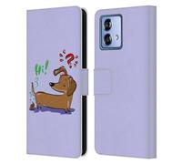 Head Case Designs Officially Licensed Grace Illustration Dachshund Dogs Leather Book Wallet Case Cover Compatible With Motorola Moto G84 5G