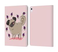 Head Case Designs Officially Licensed Grace Illustration Pug Dogs Leather Wallet Case Compatible With Apple iPad Air 13 2024/2025
