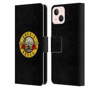 Head Case Designs Officially Licensed Guns N' Roses Bullet Logo Key Art Leather Wallet Case Compatible With Apple iPhone 13