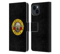 Head Case Designs Officially Licensed Guns N' Roses Bullet Logo Key Art Leather Wallet Case Compatible With Apple iPhone 15