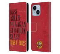 Head Case Designs Officially Licensed Guns N' Roses Names Vintage Leather Wallet Case Compatible With Apple iPhone 14 Plus