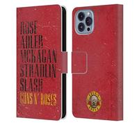 Head Case Designs Officially Licensed Guns N' Roses Names Vintage Leather Wallet Case Compatible With Apple iPhone 14