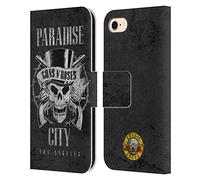 Head Case Designs Officially Licensed Guns N' Roses Paradise City Vintage Leather Wallet Case Compatible With Apple iPhone 7/8 / SE 2020 & 2022