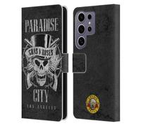 Head Case Designs Officially Licensed Guns N' Roses Paradise City Vintage Leather Wallet Case Compatible with Samsung Galaxy S25 Ultra