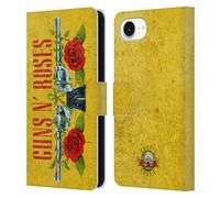 Head Case Designs Officially Licensed Guns N' Roses Pistols Vintage Leather Wallet Case Compatible With Apple iPhone 16e / iPhone 17e