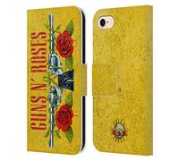 Head Case Designs Officially Licensed Guns N' Roses Pistols Vintage Leather Wallet Case Compatible With Apple iPhone 7/8 / SE 2020 & 2022