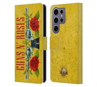 Head Case Designs Officially Licensed Guns N' Roses Pistols Vintage Leather Wallet Case Compatible with Samsung Galaxy S25 Ultra