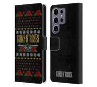 Head Case Designs Officially Licensed Guns N' Roses Text Logo Pistol Christmas Leather Wallet Case Compatible with Samsung Galaxy S25 Ultra
