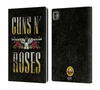 Head Case Designs Officially Licensed Guns N' Roses Text Logo Pistol Key Art Leather Wallet Case Compatible With Apple iPad Pro 11 M4/M5 2024/2025