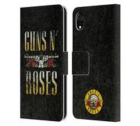 Head Case Designs Officially Licensed Guns N' Roses Text Logo Pistol Key Art Leather Wallet Case Compatible With Apple iPhone XR