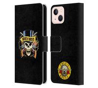 Head Case Designs Officially Licensed Guns N' Roses Top Hat Skull Key Art Leather Wallet Case Compatible With Apple iPhone 13