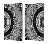 Head Case Designs Officially Licensed Haroulita Black And White Feathers Mandala 2 Leather Wallet Case Compatible With Apple iPad 9.7 2017 / iPad 9.7 2018