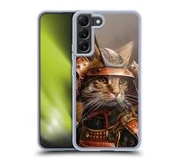 Head Case Designs Officially Licensed Haroulita Samurai Cat Mix Art Animals Gel Case [Military Grade Protection] Compatible with Samsung Galaxy S22+ 5G and Compatible with MagSafe