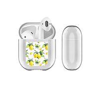 Head Case Designs Officially Licensed Haroulita White Lemons Mixed Designs Clear Hard Crystal Cover Compatible With Apple AirPods 1 1st Gen / 2 2nd Gen Charging Case