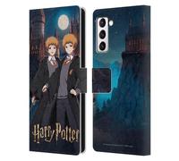 Head Case Designs Officially Licensed Harry Potter Fred and George Weasley Anime Celebration Leather Wallet Case Compatible With Samsung Galaxy S21+ 5G